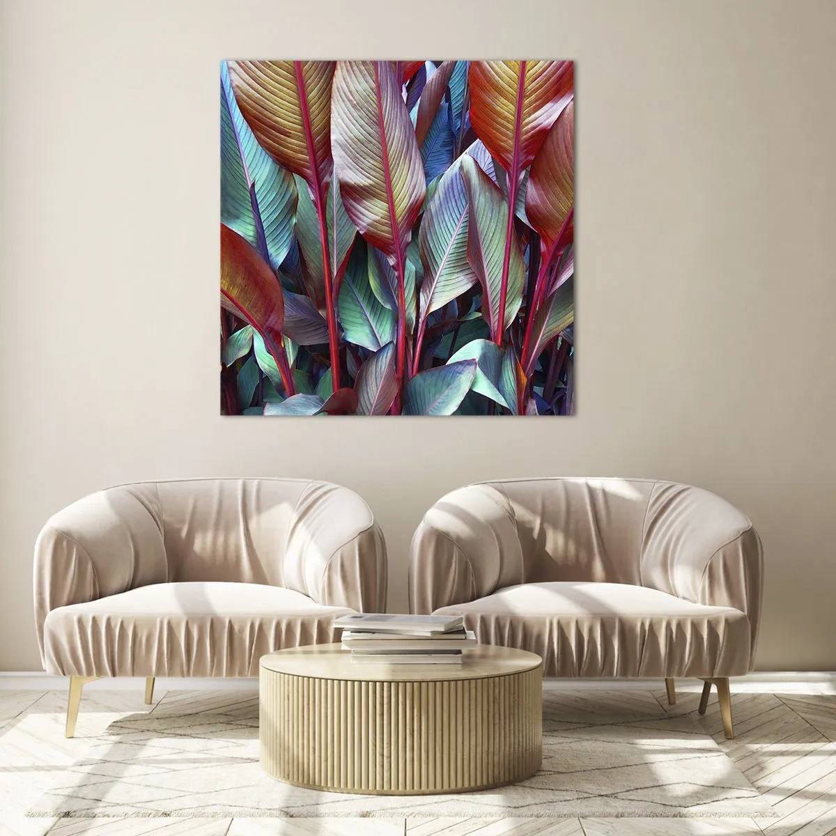 Quadro em vidro - Um matagal colorido - 40x40 cm