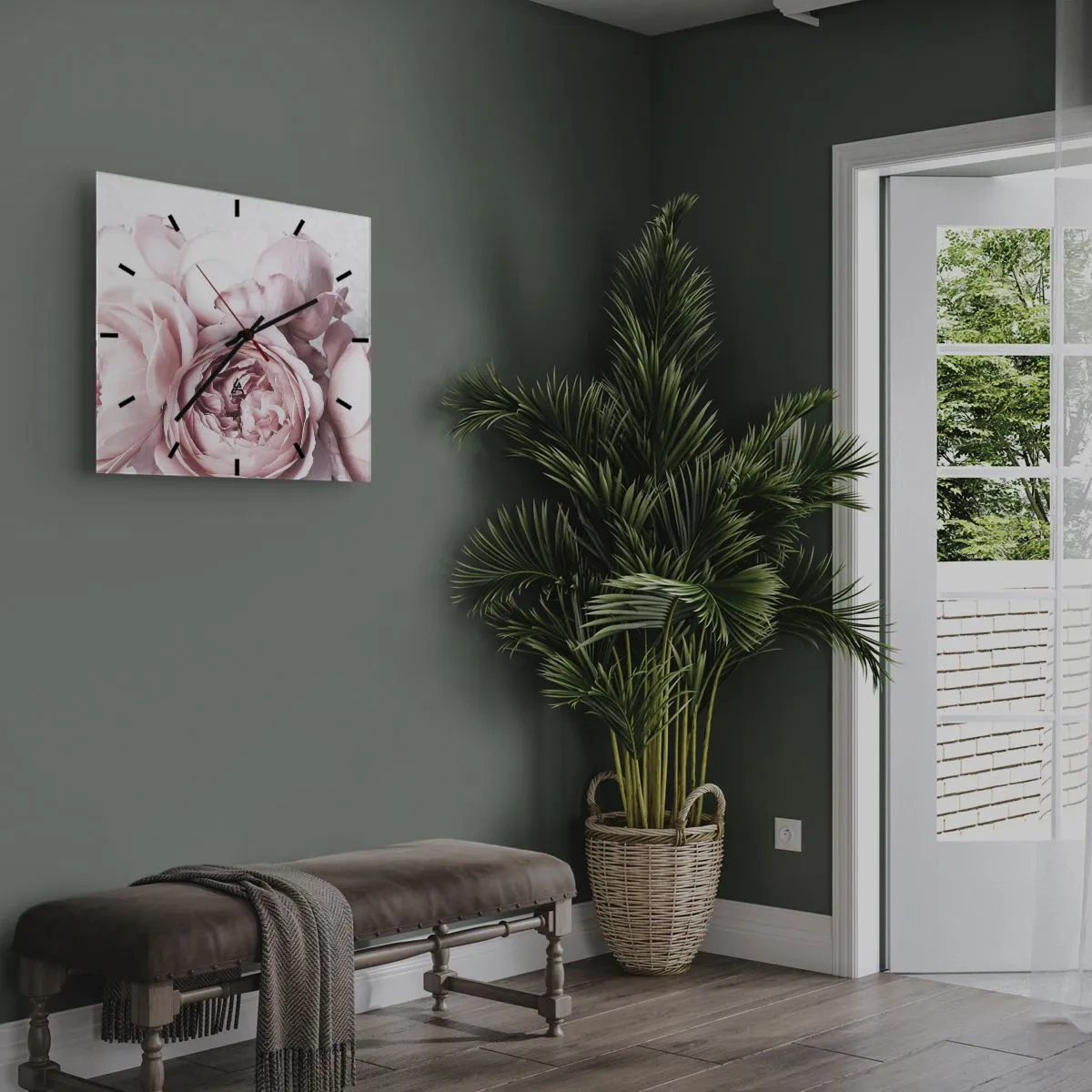 Relógio de parede - Relógio em vidro - Para românticos - 30x30 cm