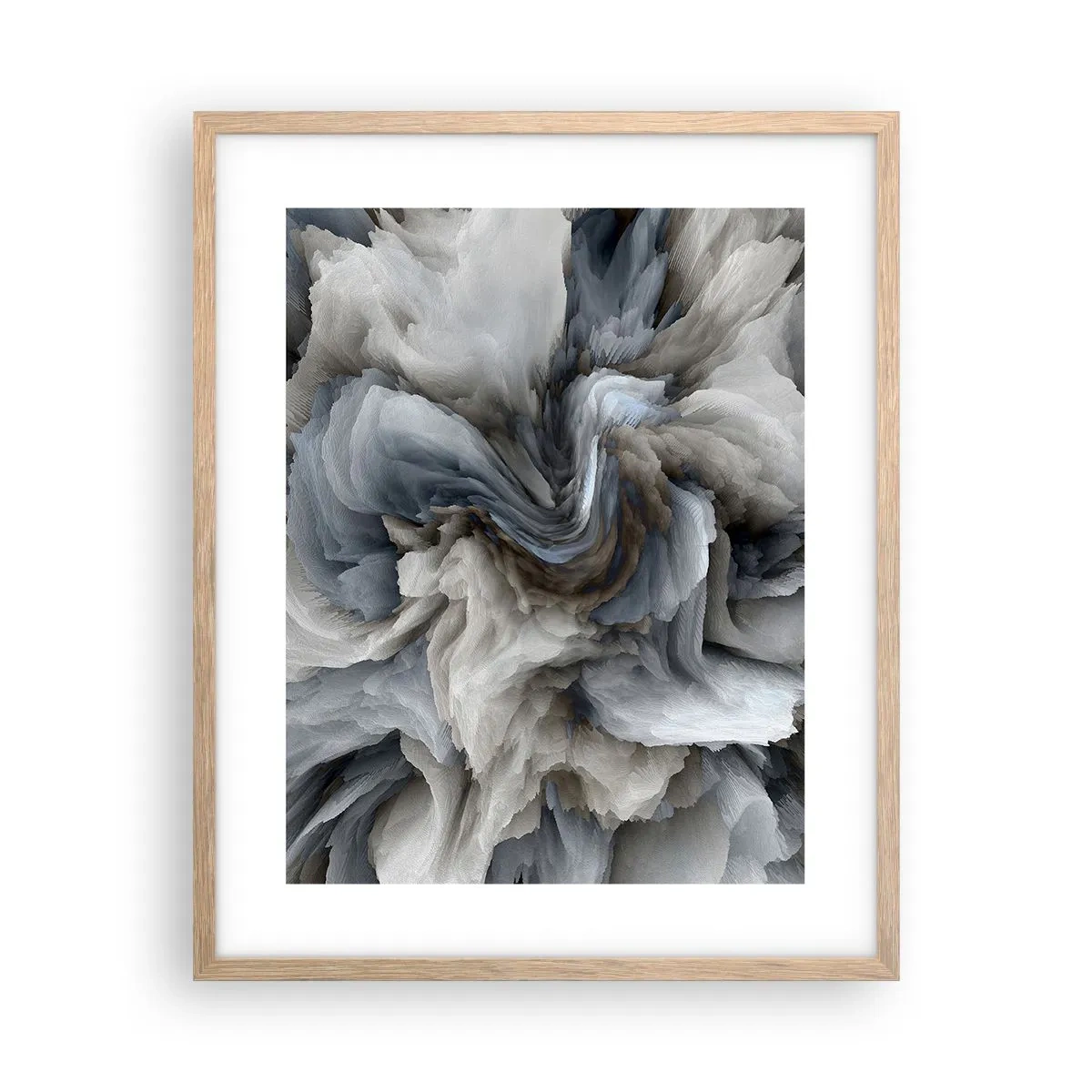 Pôster com moldura de carvalho claro - Pedra e flor - 40x50 cm