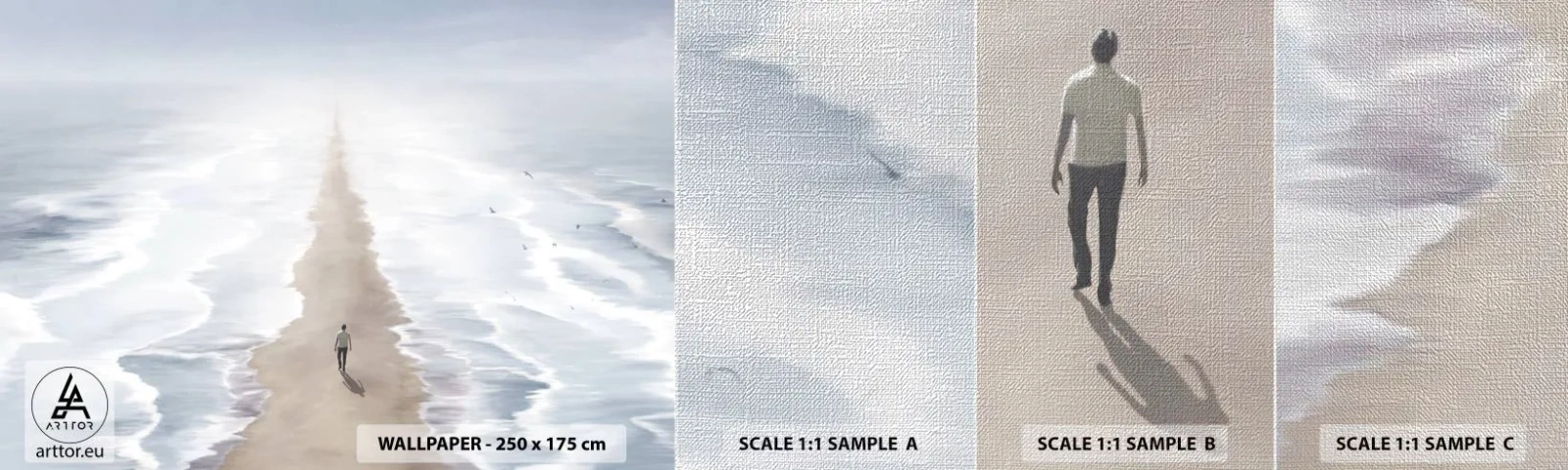 Amostra de papel de parede Premium Canvas - Um futuro brilhante - Mar, Brilhante, Praia - 100x30 cm