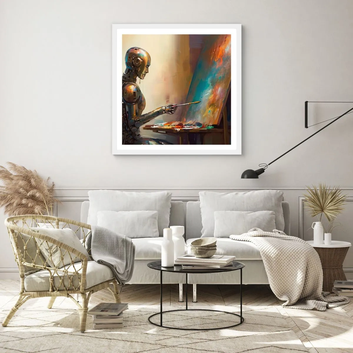 Pôster em moldura branca - A arte do futuro - 60x60 cm