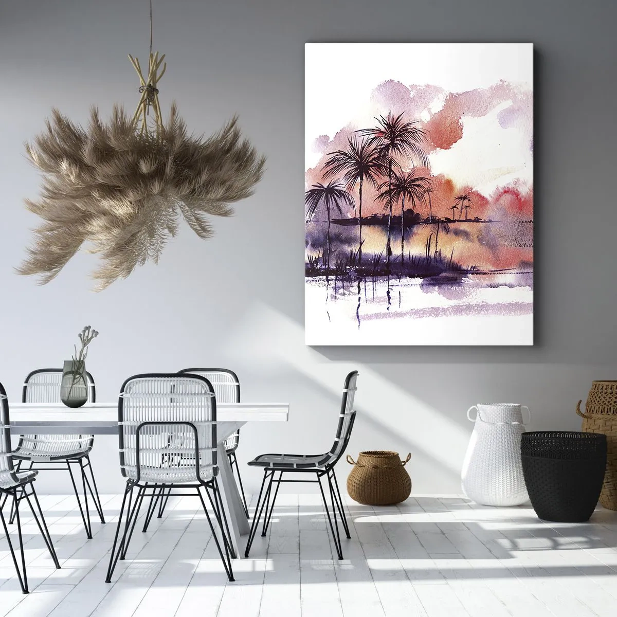Quadro em tela - A tranquilidade dos trópicos em vermelho - 50x70 cm