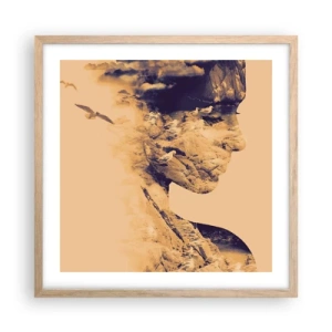 Pôster com moldura de carvalho claro - Linda por natureza - 50x50 cm