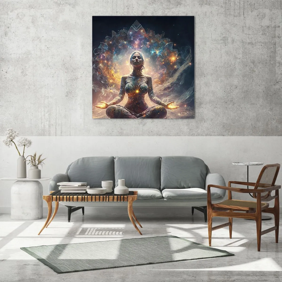 Quadro em vidro - Fluxo de boa energia - 30x30 cm