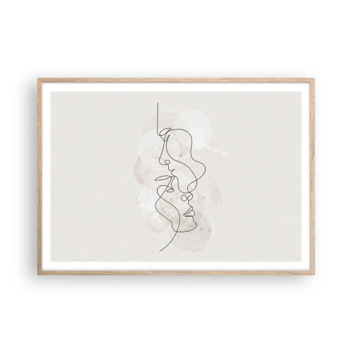 Pôster com moldura de carvalho claro - Emaranhados num abraço - 100x70 cm