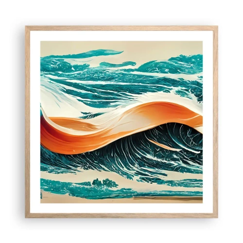 Pôster com moldura de carvalho claro - O sonho de um surfista - 60x60 cm