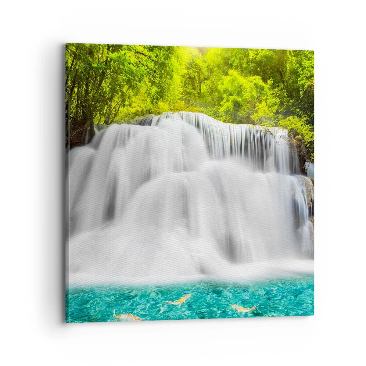 Quadro em tela - Cascata espumosa do verde ao azul - 70x70 cm