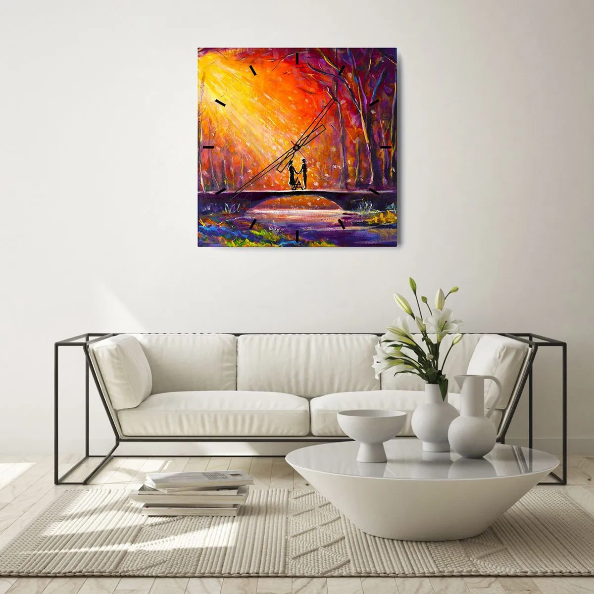 Relógio de parede - Relógio em vidro - O céu também os ama - 30x30 cm