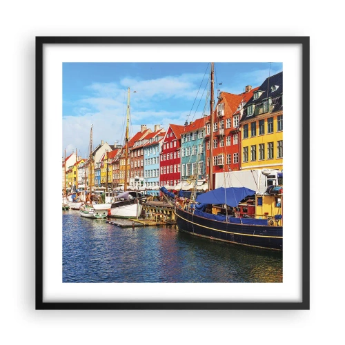 Pôster com moldura preta - Orla alegre  - 50x50 cm