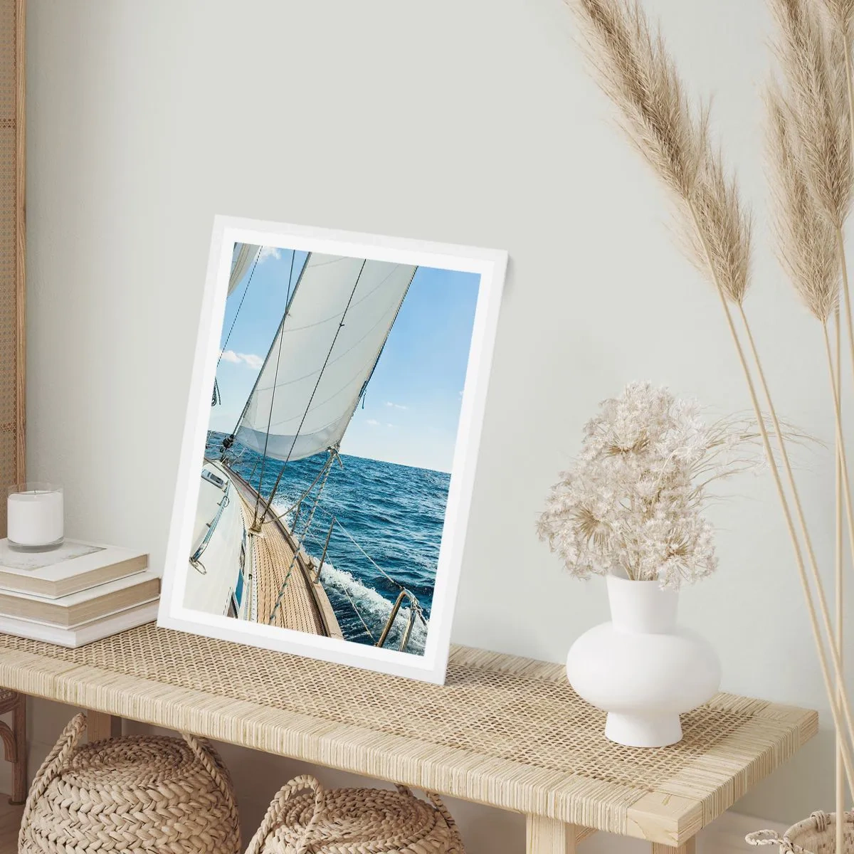 Pôster em moldura branca - Ahoy, aventura - 70x100 cm