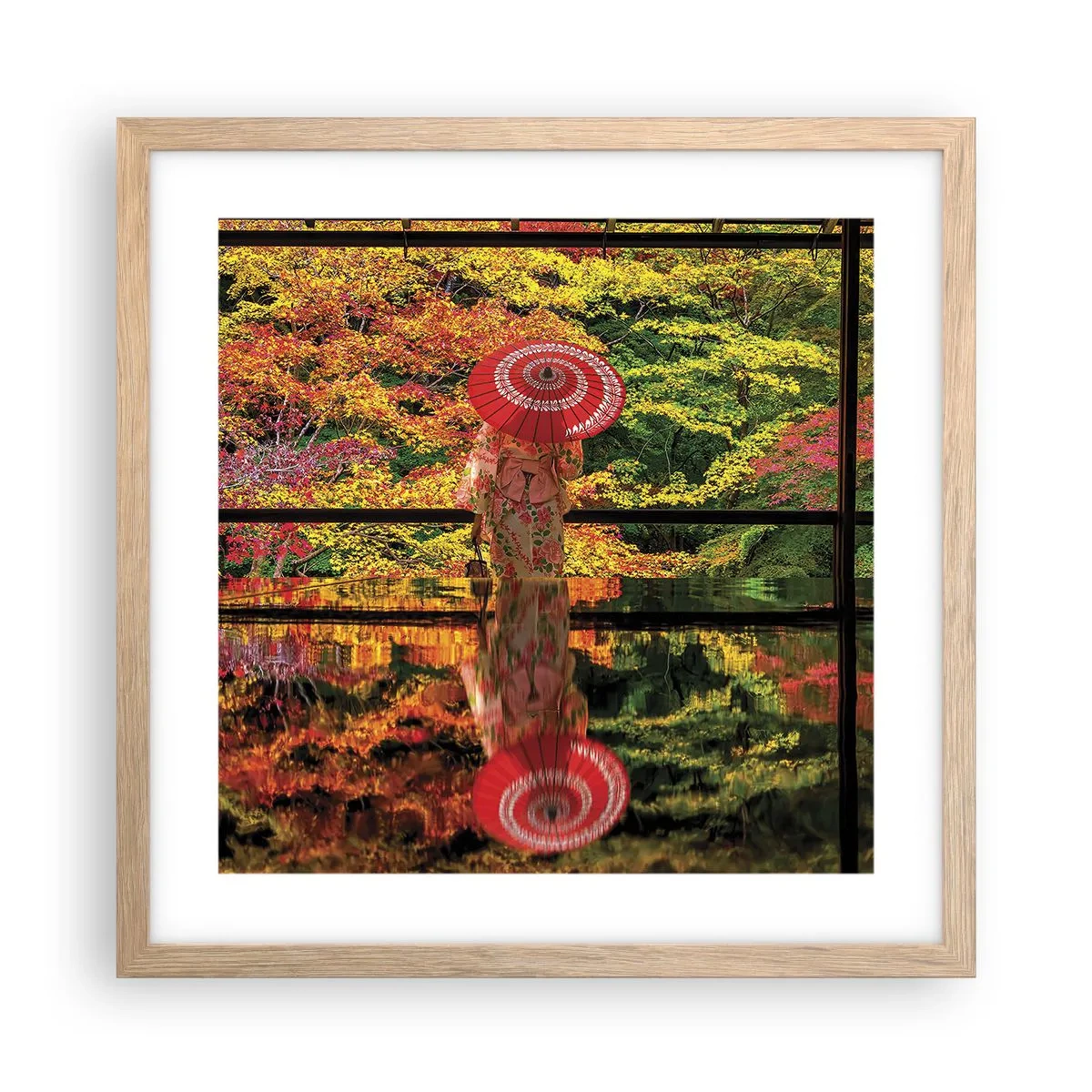 Pôster com moldura de carvalho claro - No templo da natureza - 40x40 cm