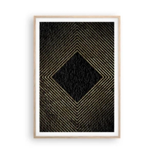 Pôster com moldura de carvalho claro - Geometria em estilo glamoroso - 70x100 cm