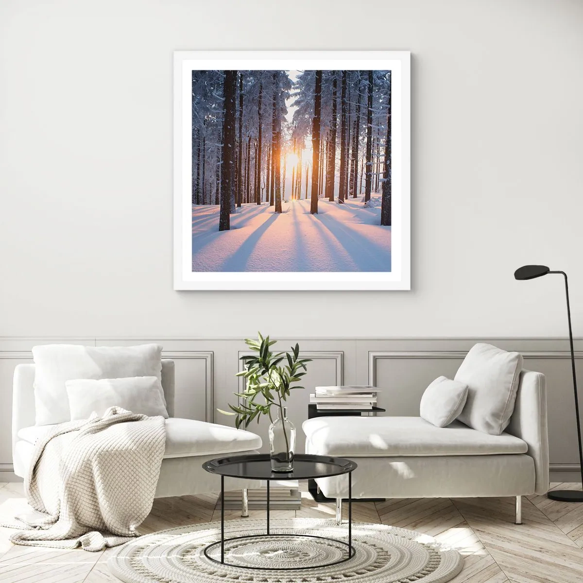 Pôster em moldura branca - Preto no branco - 60x60 cm