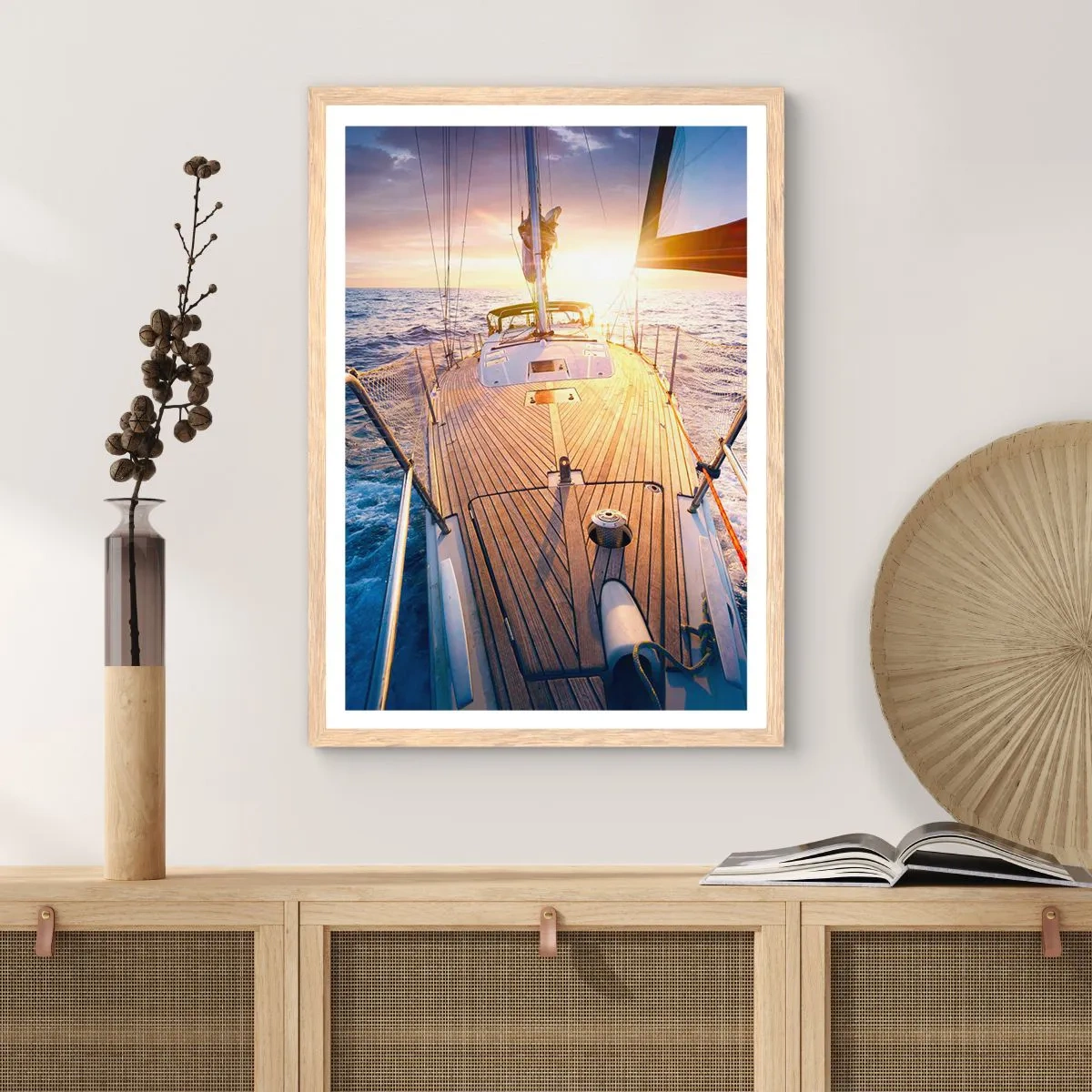 Pôster com moldura de carvalho claro - Correr sobre as ondas - 61x91 cm