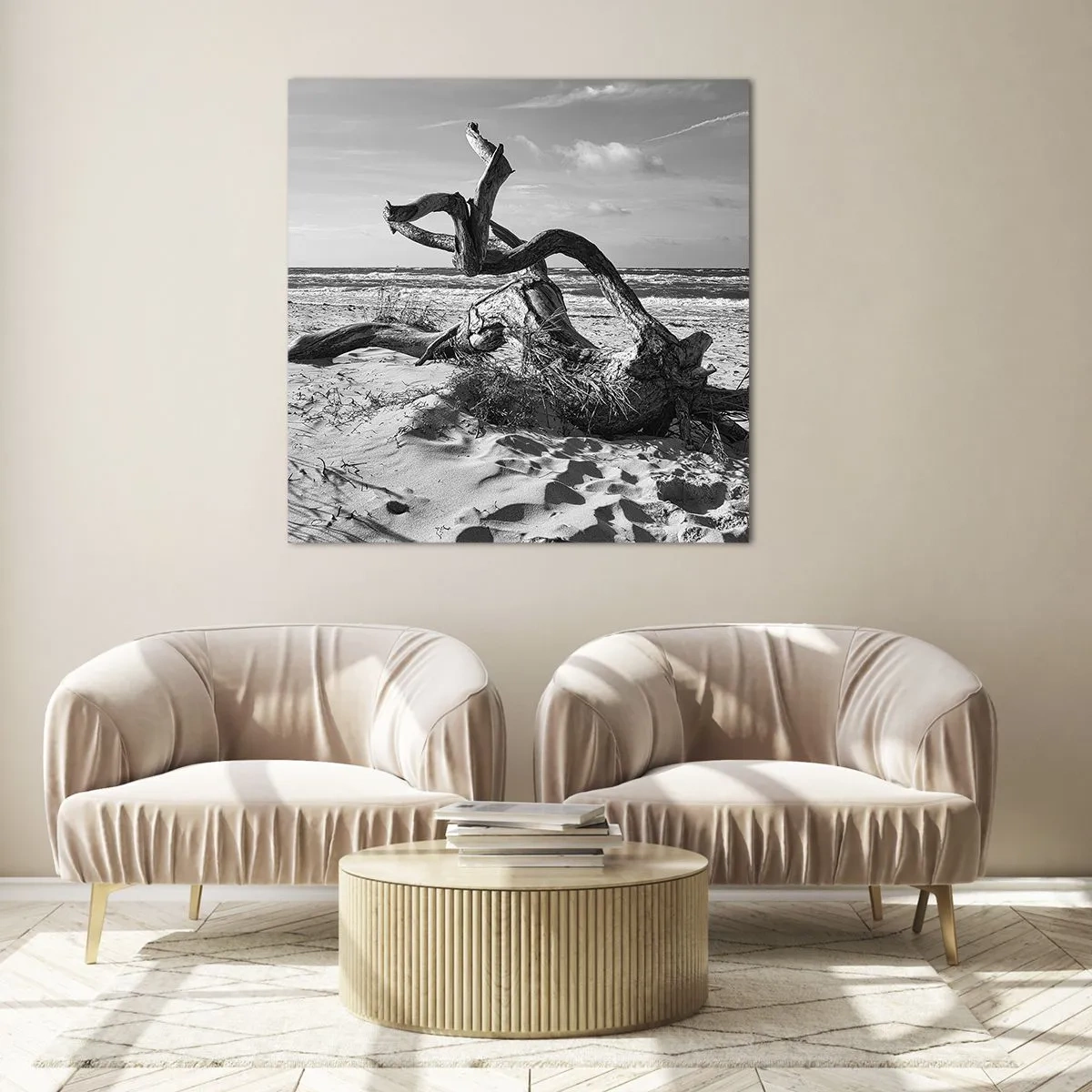 Quadro em vidro - Escultura do mar - 40x40 cm