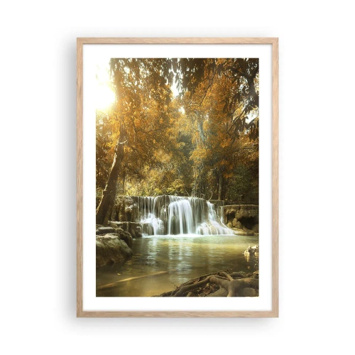 Pôster com moldura de carvalho claro - A cascata do parque - 50x70 cm