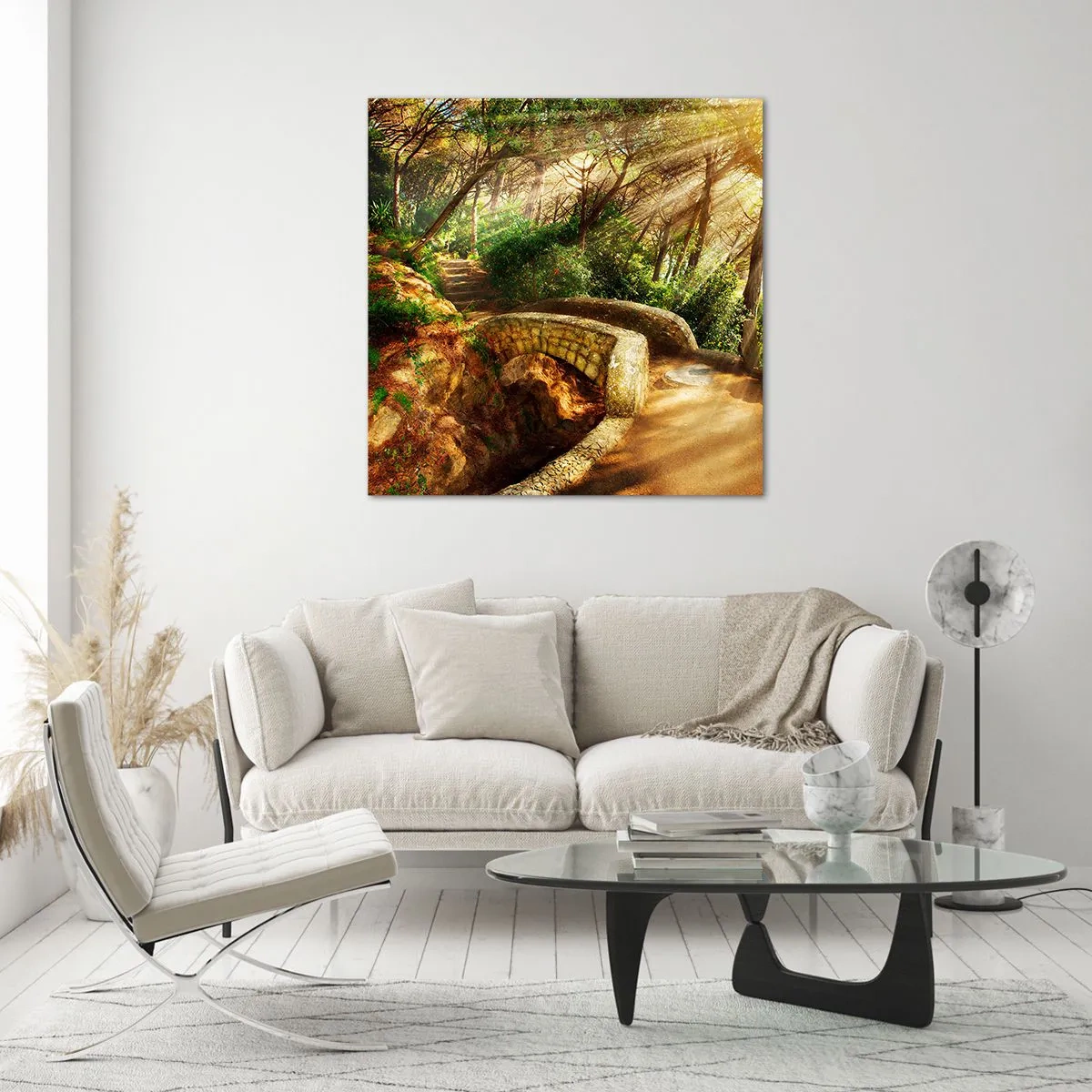 Quadro em vidro - Direto da ponte para a floresta de contos de fadas - 70x70 cm