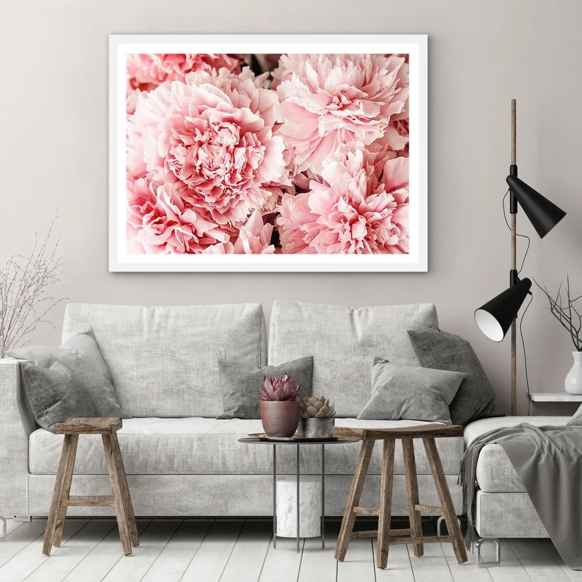 Pôster em moldura branca - Sonho rosa - 50x40 cm