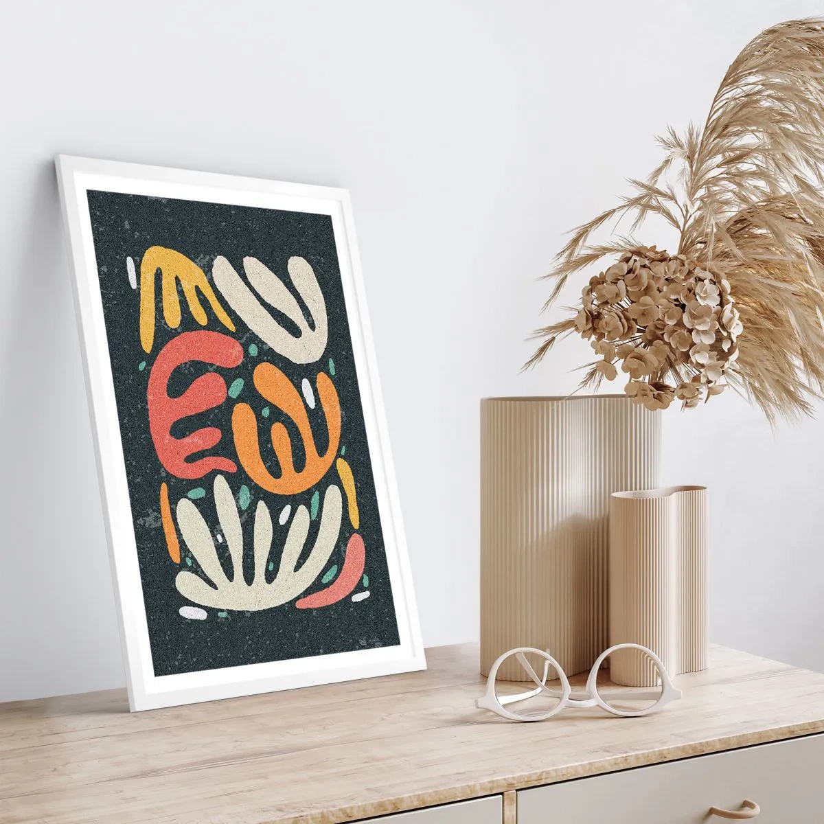 Pôster em moldura branca - Composição – estou prestes a pegar-te - 30x40 cm