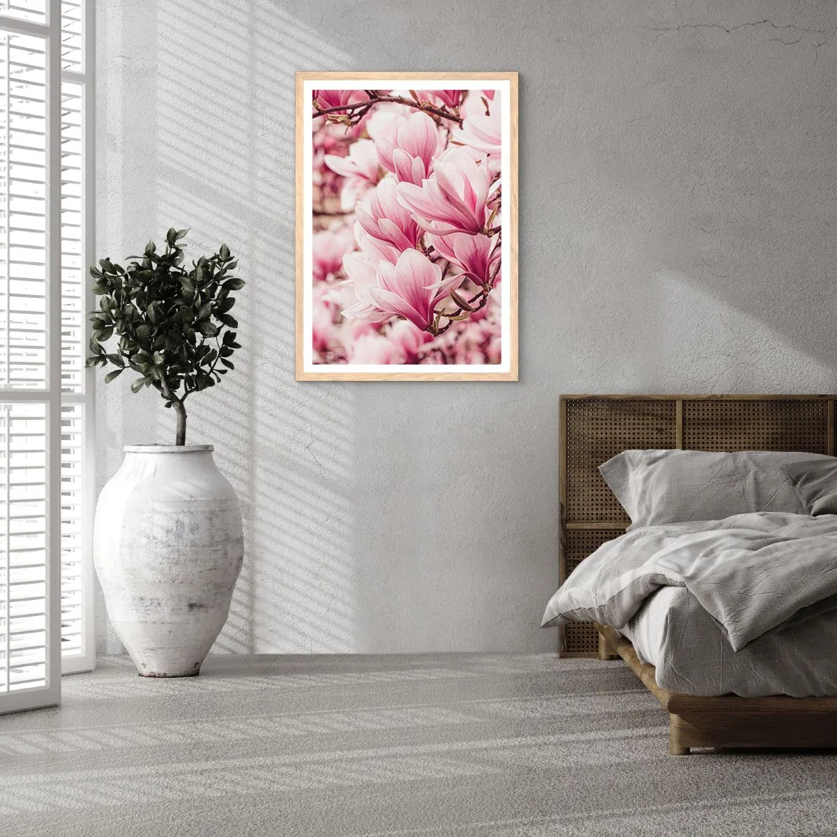 Pôster com moldura de carvalho claro - A primavera é rosa - 40x50 cm