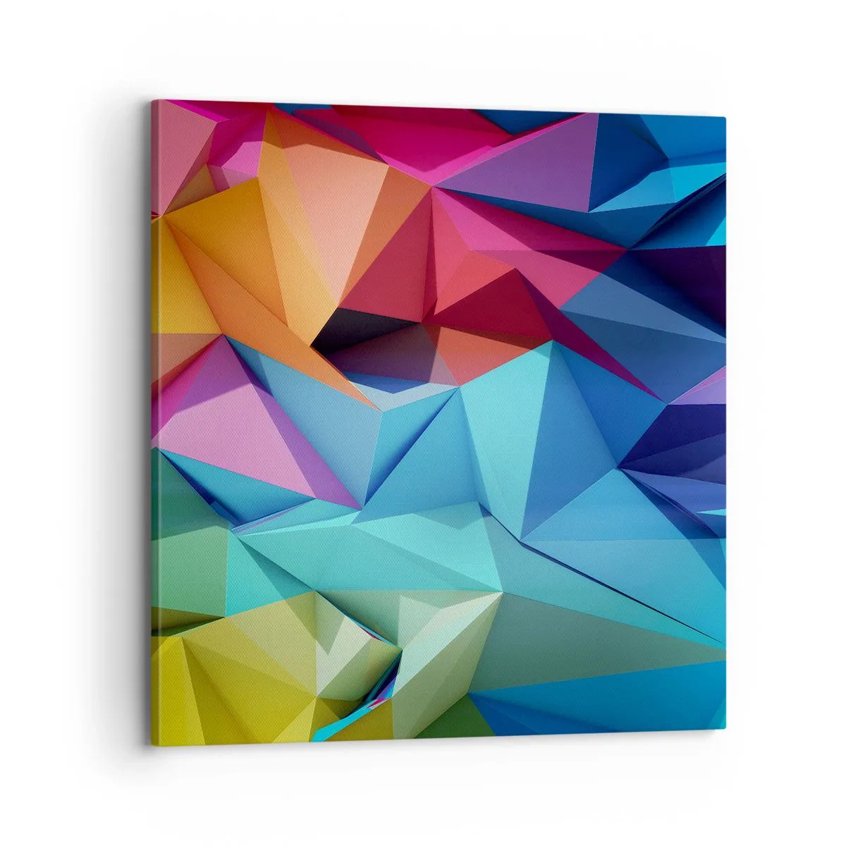Quadro em tela - Arco-íris de origami - 70x70 cm