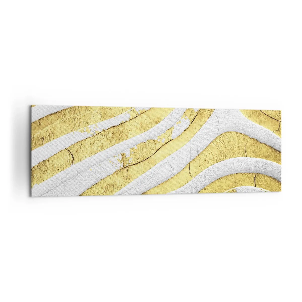 Quadro em tela - Composição a branco e ouro - 160x50 cm