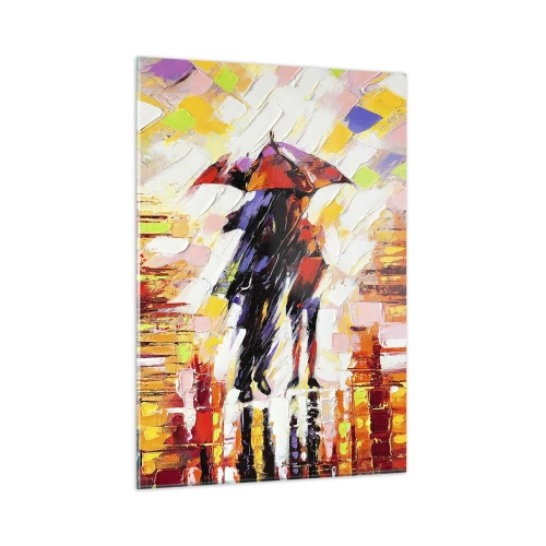 Quadro em vidro - Juntos durante a noite e a chuva - 50x70 cm