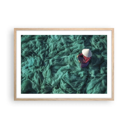Pôster com moldura de carvalho claro - Num mar de redes - 70x50 cm