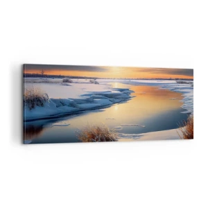 Quadro em tela - Pôr do sol de inverno - 100x40 cm