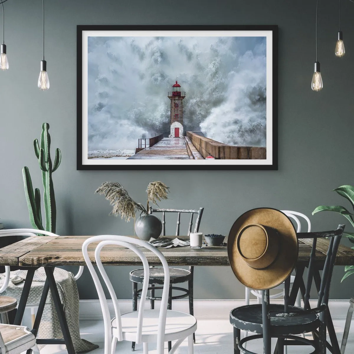 Pôster com moldura preta - O rugido das águas, o som do vento - 50x40 cm