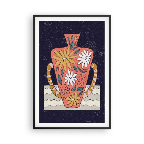 Pôster com moldura preta - Jarro pintado - 61x91 cm