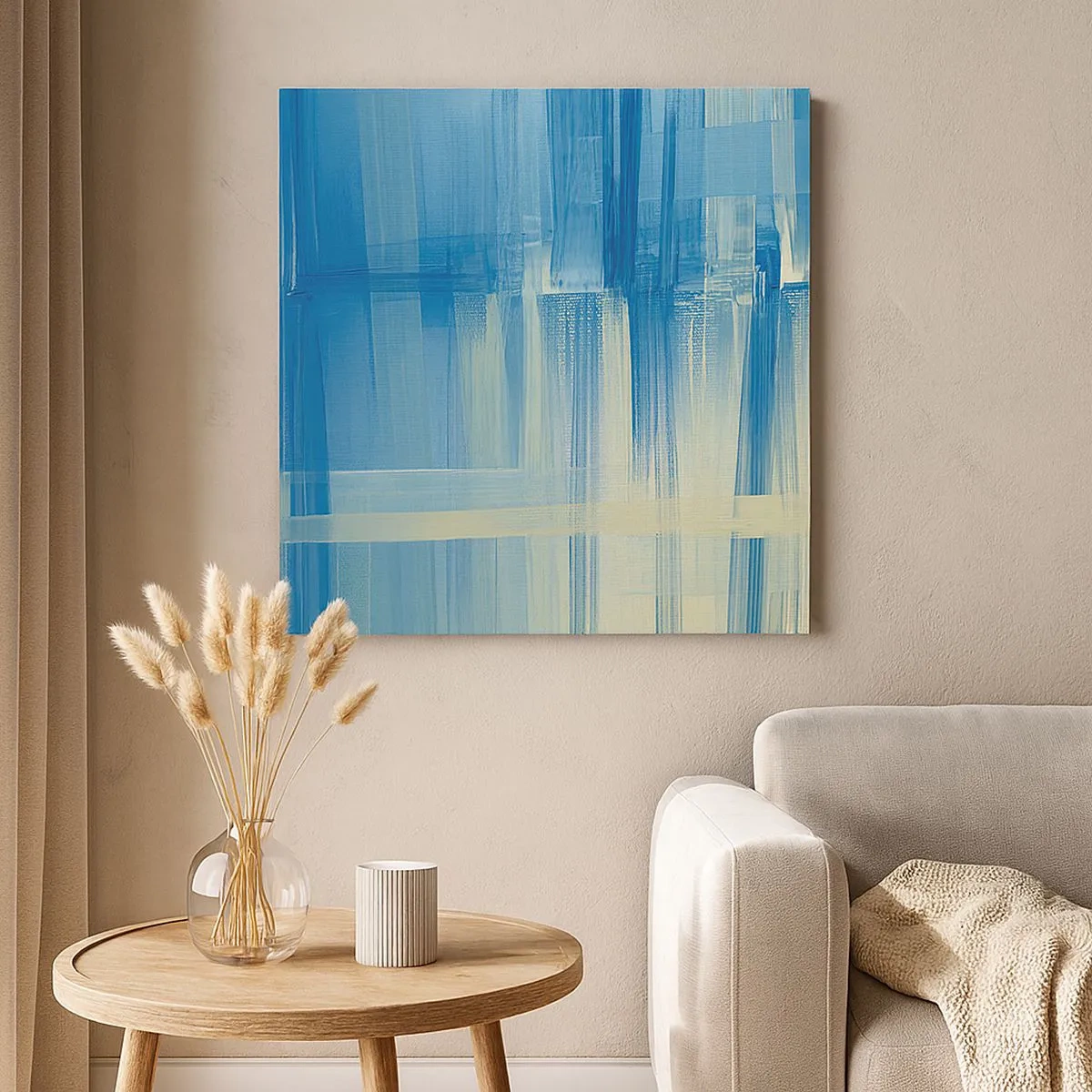 Quadro em tela - Composição em turquesa - 30x30 cm