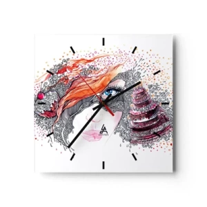 Relógio de parede - Relógio em vidro - Com ela, todos os dias são dias de festa - 30x30 cm