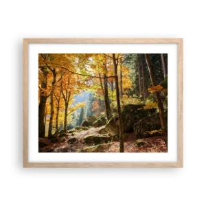 Pôster com moldura de carvalho claro - Tempo para descansar - 50x40 cm