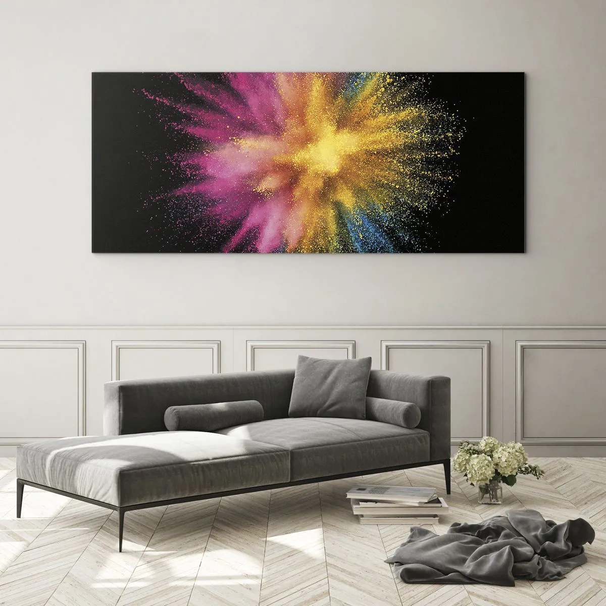 Quadro em vidro - O nascimento das cores  - 100x40 cm