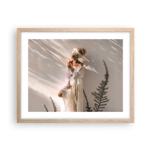Pôster com moldura de carvalho claro - O sol e a garota - 50x40 cm