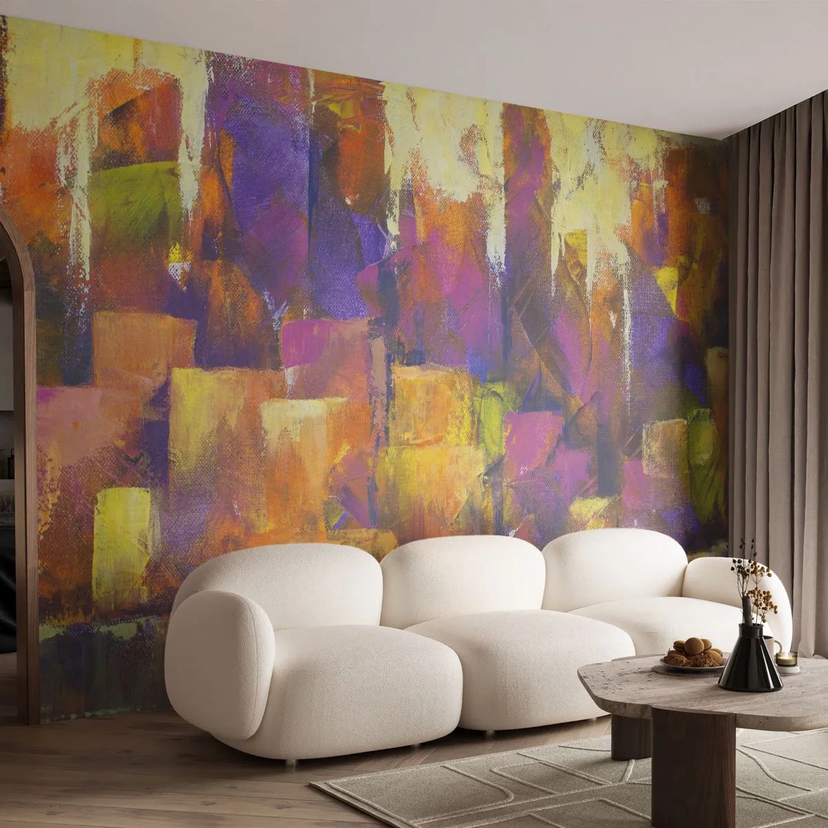 Papel de Parede Premium Sand - Composição metropolitana - Abstração, Pedaço, Arte Moderna - 350x256 cm
