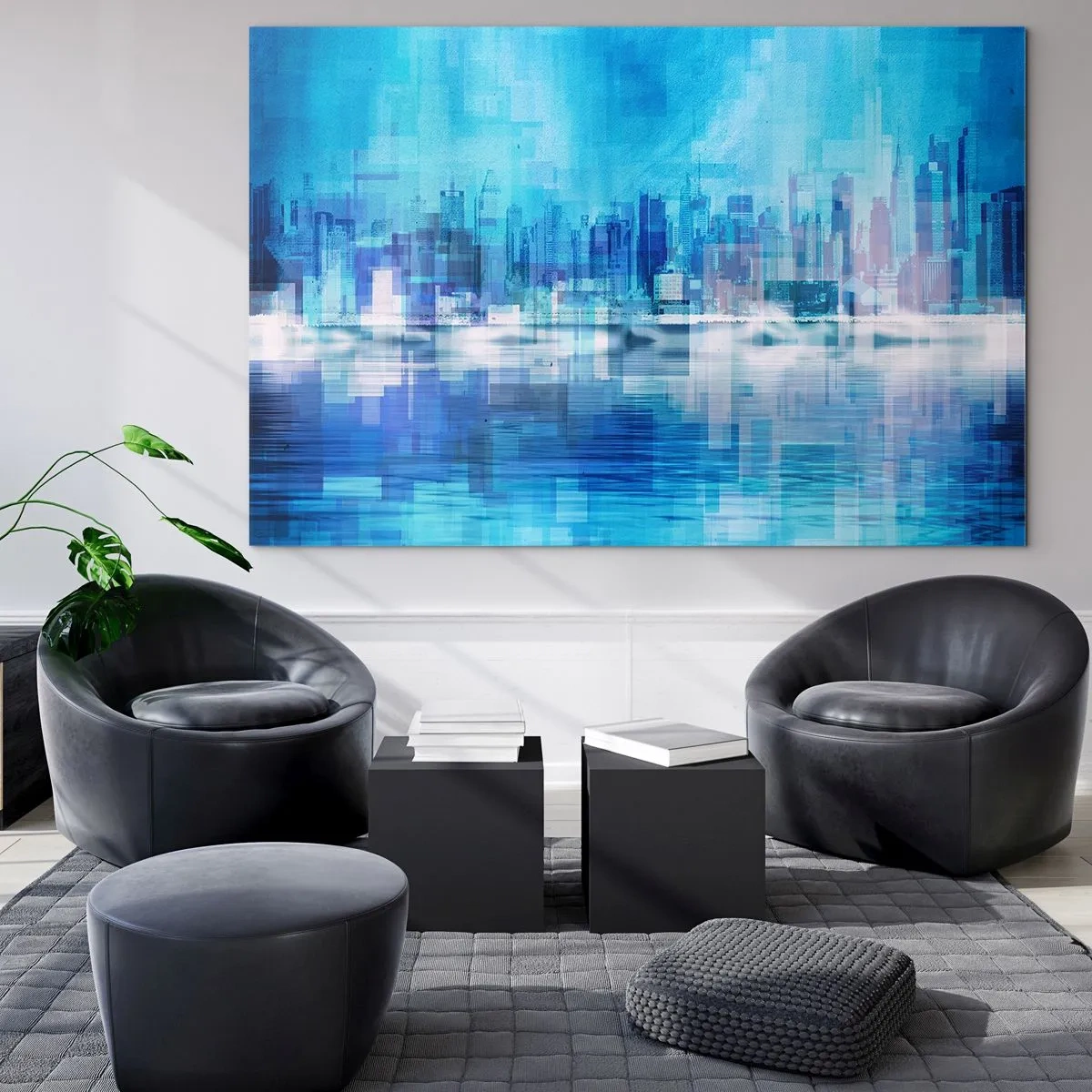 Quadro em vidro - Imerso em azul - 100x70 cm