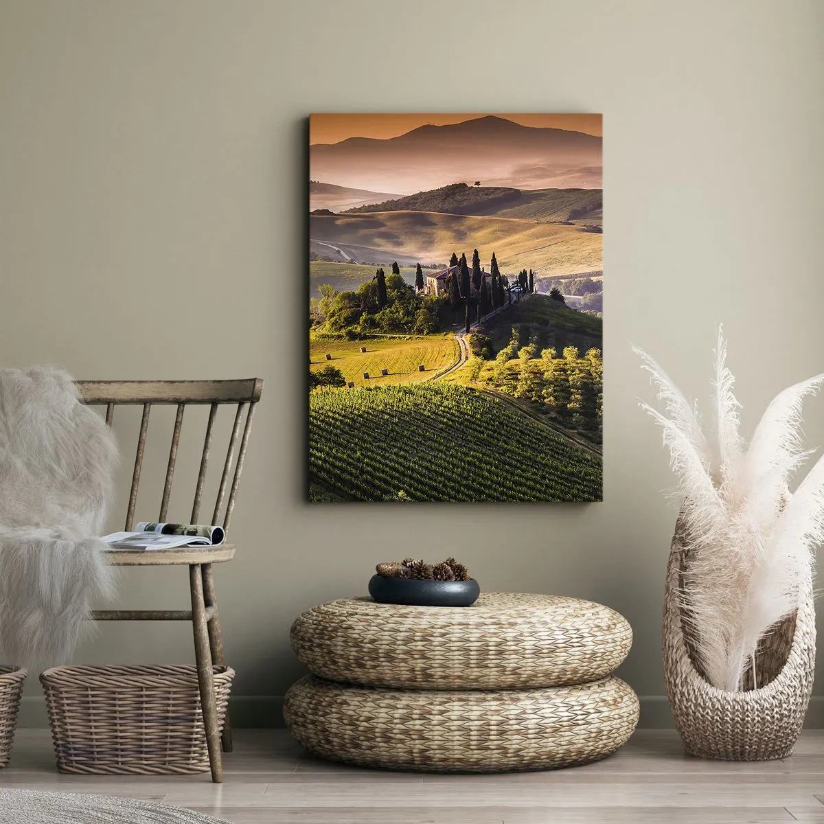 Quadro em tela - Arcádia - Paisagem toscana - 45x80 cm