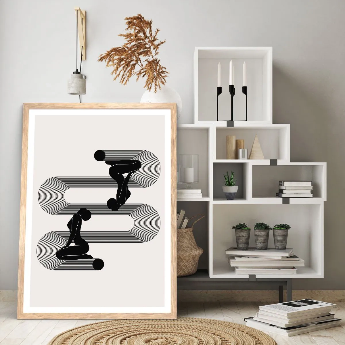 Pôster com moldura de carvalho claro - Simetria sensual - 50x70 cm