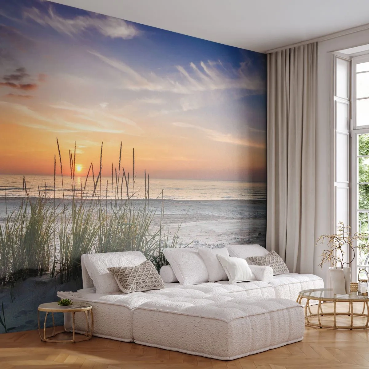 Papel de Parede Premium Canvas - Olhe, pense, sinta - Paisagem, Praia, Mar - 350x256 cm