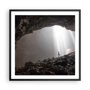 Pôster com moldura preta - Gruta luminosa - 60x60 cm