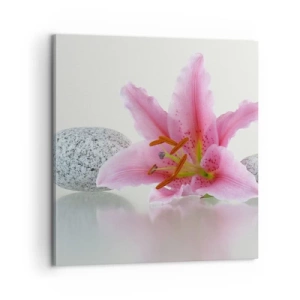 Quadro em tela - Estudo em rosa, cinza e branco - 60x60 cm