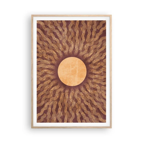 Pôster com moldura de carvalho claro - Ícone do sol - 70x100 cm