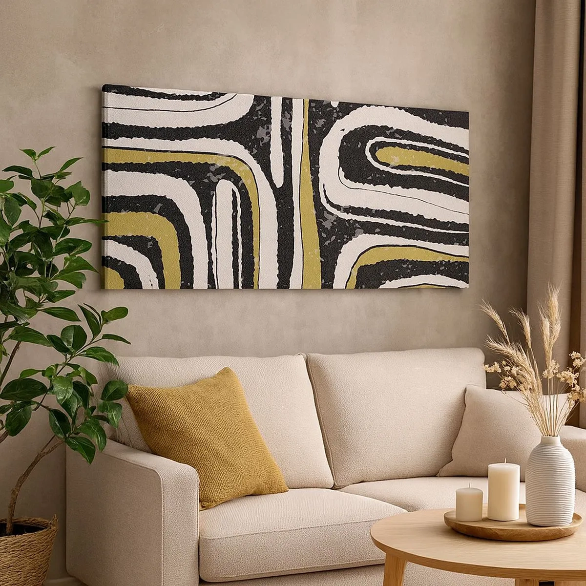 Quadro em tela - Composição: estradas e becos - 100x40 cm