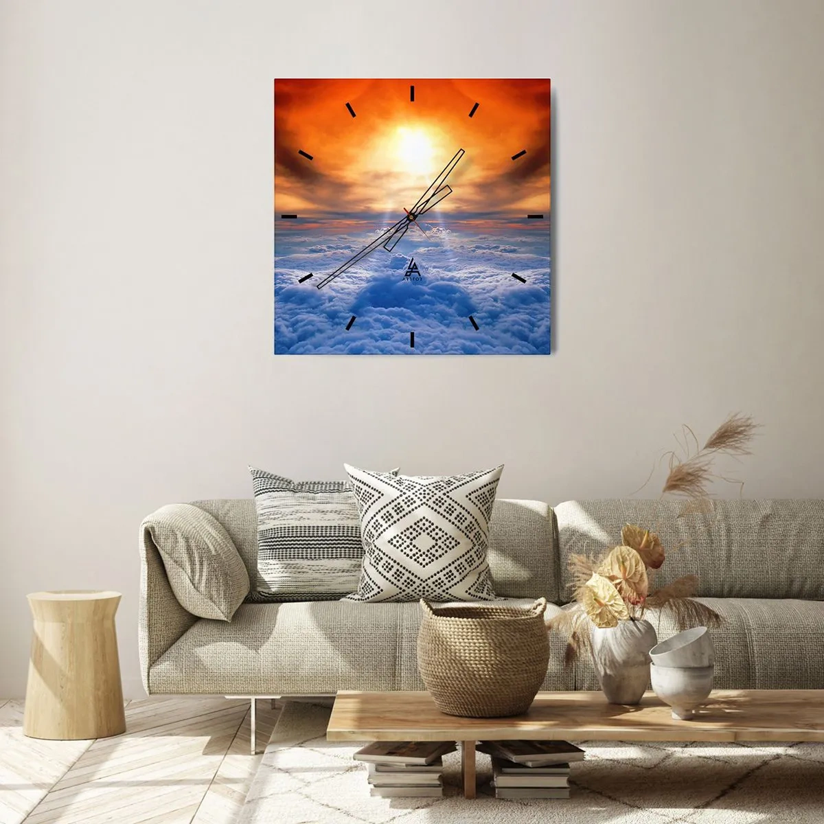 Relógio de parede - Relógio em vidro - Paisagem mística - 40x40 cm