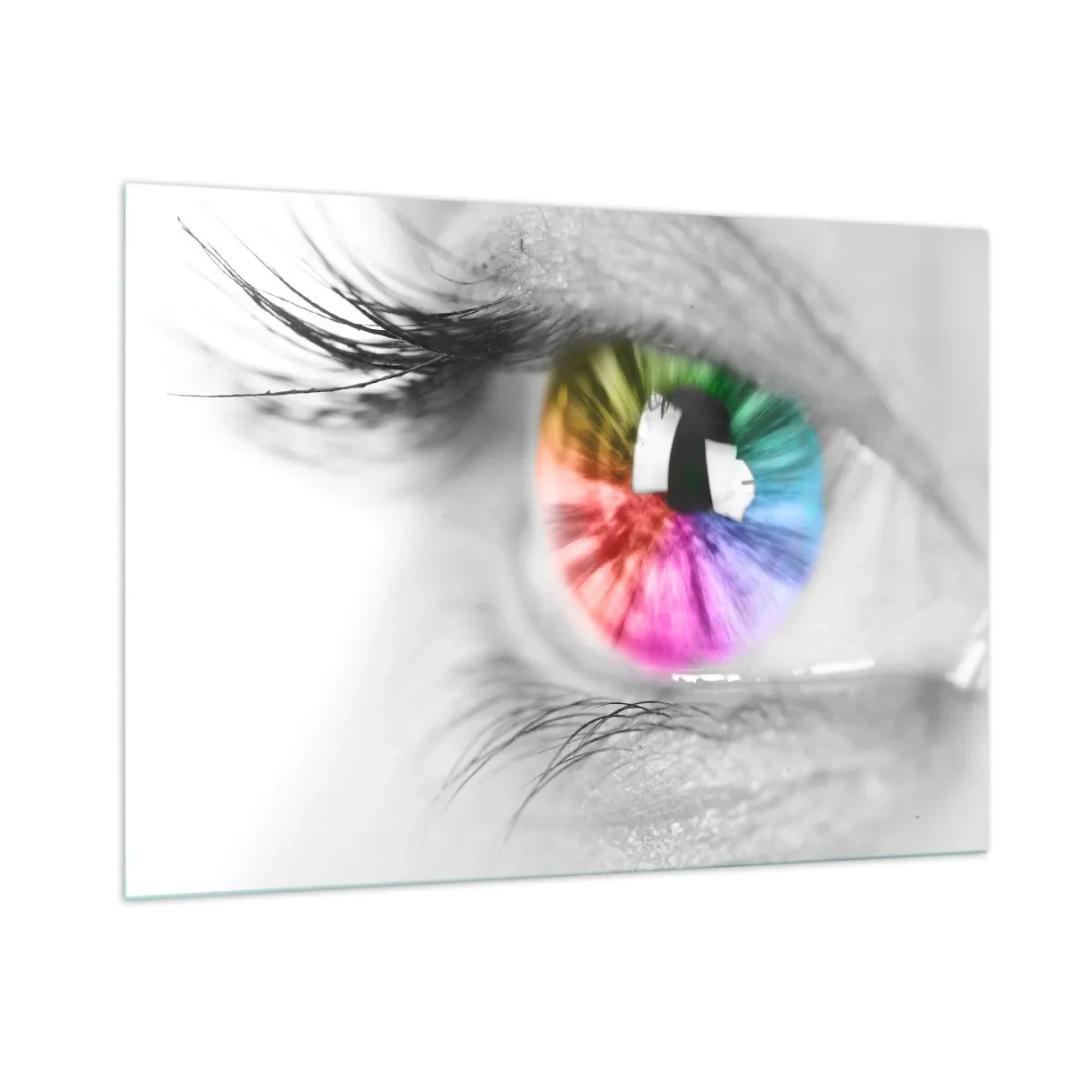 Quadro em vidro - Olhar para o mundo a cores - 100x70 cm