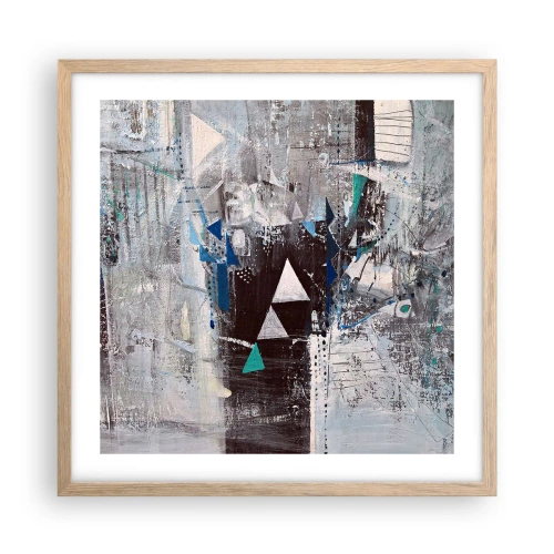 Pôster com moldura de carvalho claro - A ordem superior dos triângulos - 50x50 cm