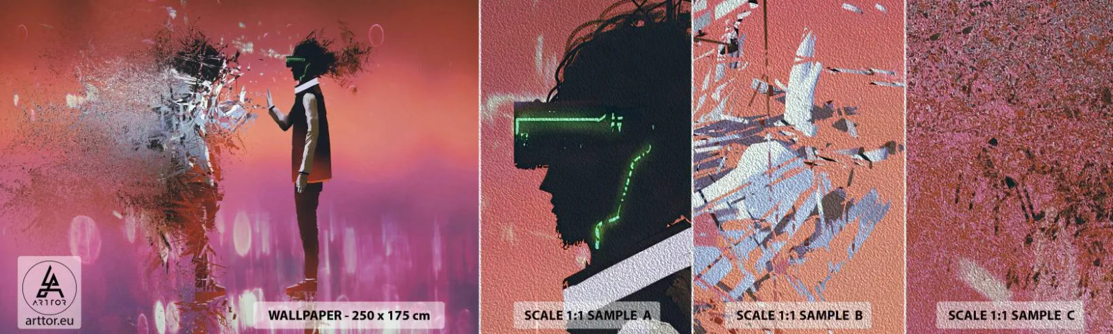 Amostra de papel de parede Premium Sand - É possível olhar para dentro de si mesmo? - Abstração, Pedaço, Pessoas - 100x30 cm