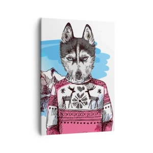 Quadro em tela - Lobo em lã de ovelha - 50x70 cm